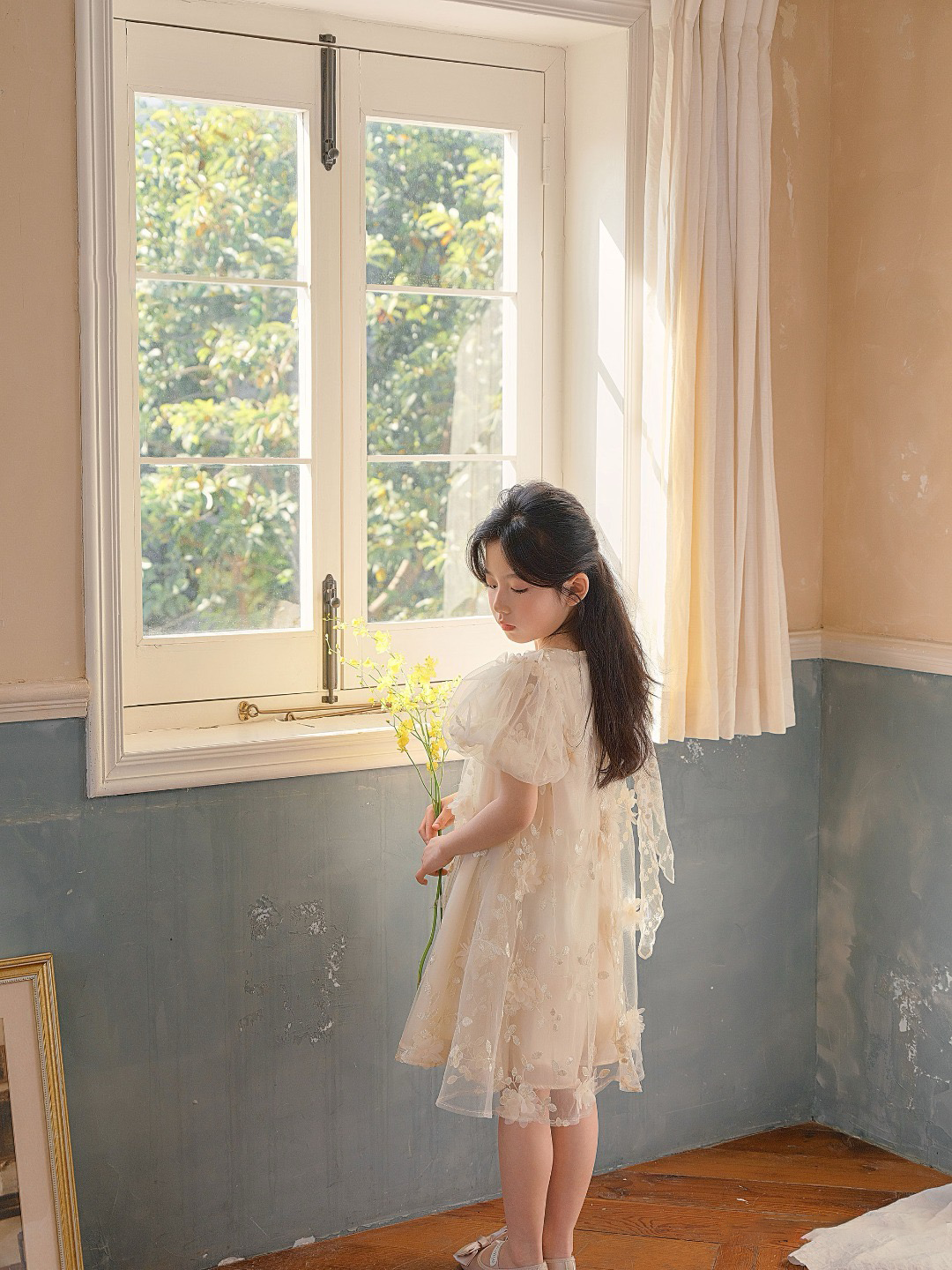 Petal Whisper Ivory Embroidered Tulle Dress